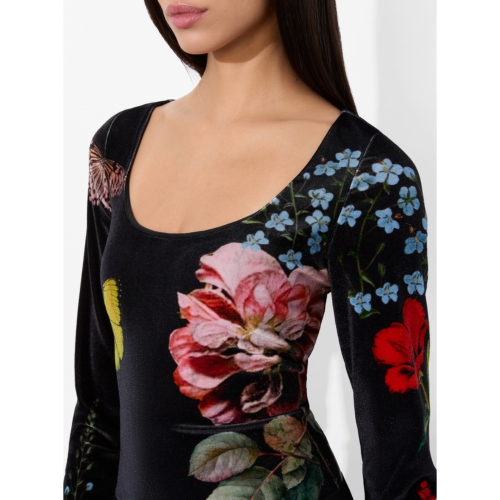 Alice + Olivia Delaina Long Sleeve Top In The Wind Floral Butterfly M NWT $275 - Picture 5 of 12